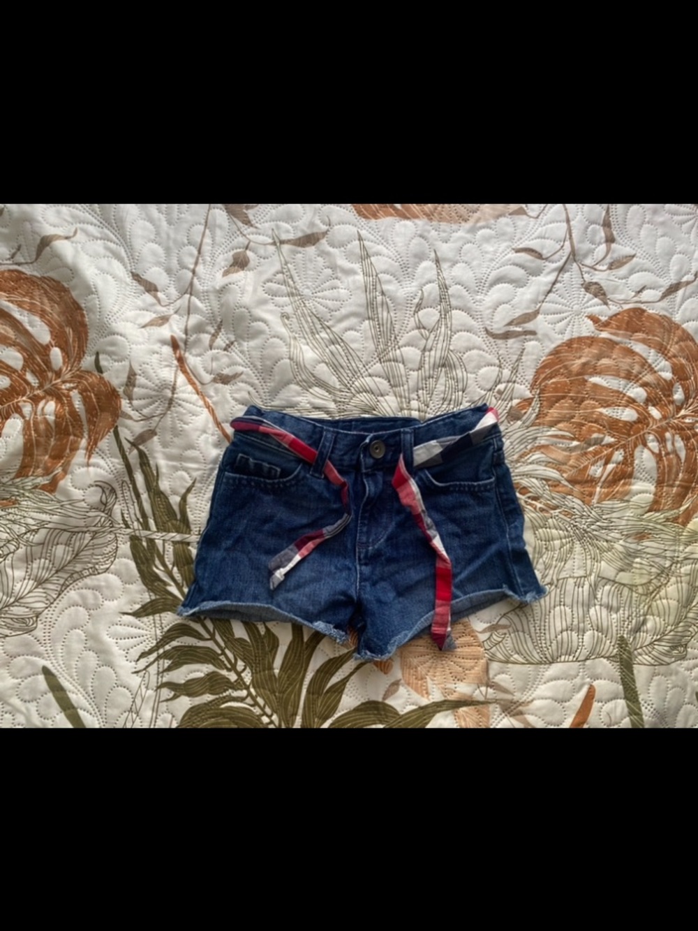 The Children's Place Dark Blue Denim Shorts with Red Accent Belt